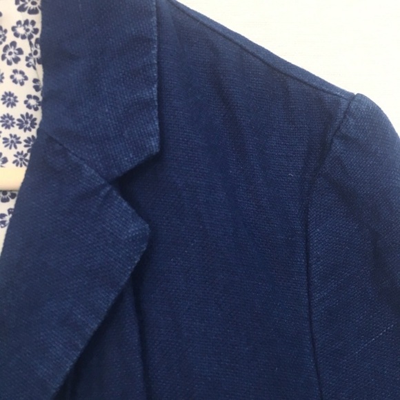 Old Navy Blazer Linen Blue Floral Lined Pockets - Picture 8 of 8